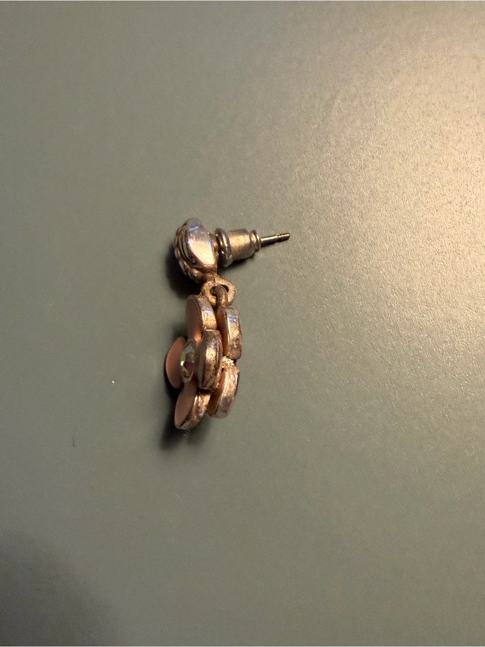 Brighton Peach Enamel Flower Charm with Aurora Crystal Center - Picture 4 of 5